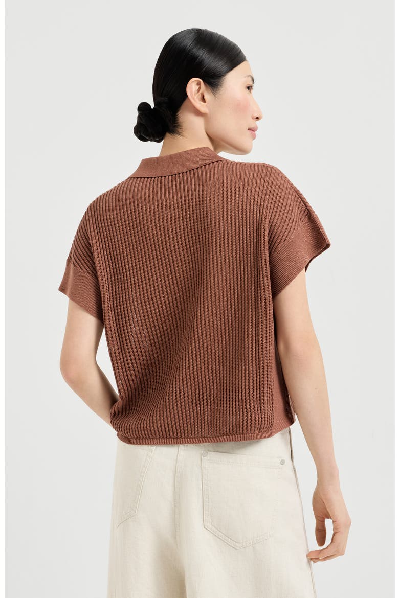 Ribbed net polo shirt, Alternate, color, Red