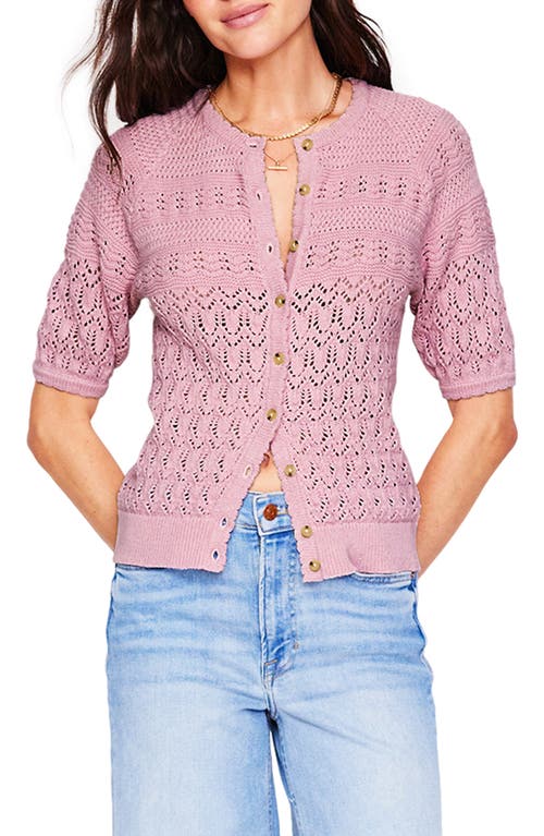 Boden Elodie Openwork Short Sleeve Cotton Cardigan