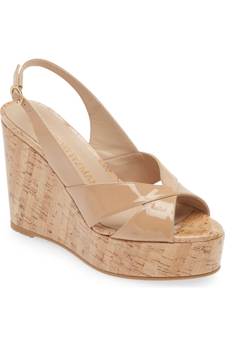 Stuart Weitzman Carmen Wedge Sandal, Main, color, Adobe