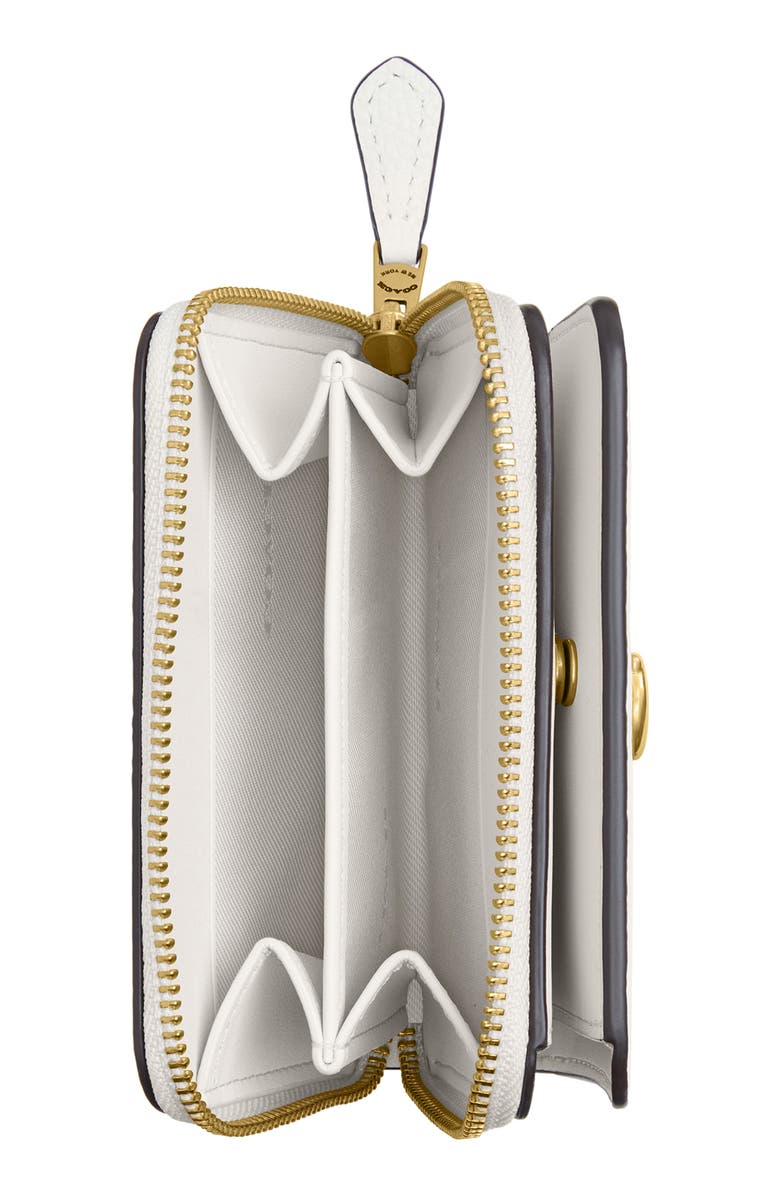 COACH Polished Pebble Leather Bifold Wallet, Alternate, color, Chalk