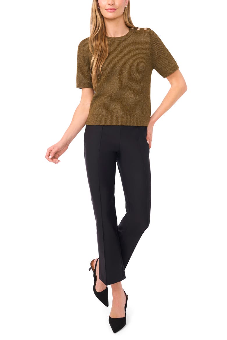 Liya Short Sleeve Rib Sweater, Alternate, color, AUTUMN NIGHT