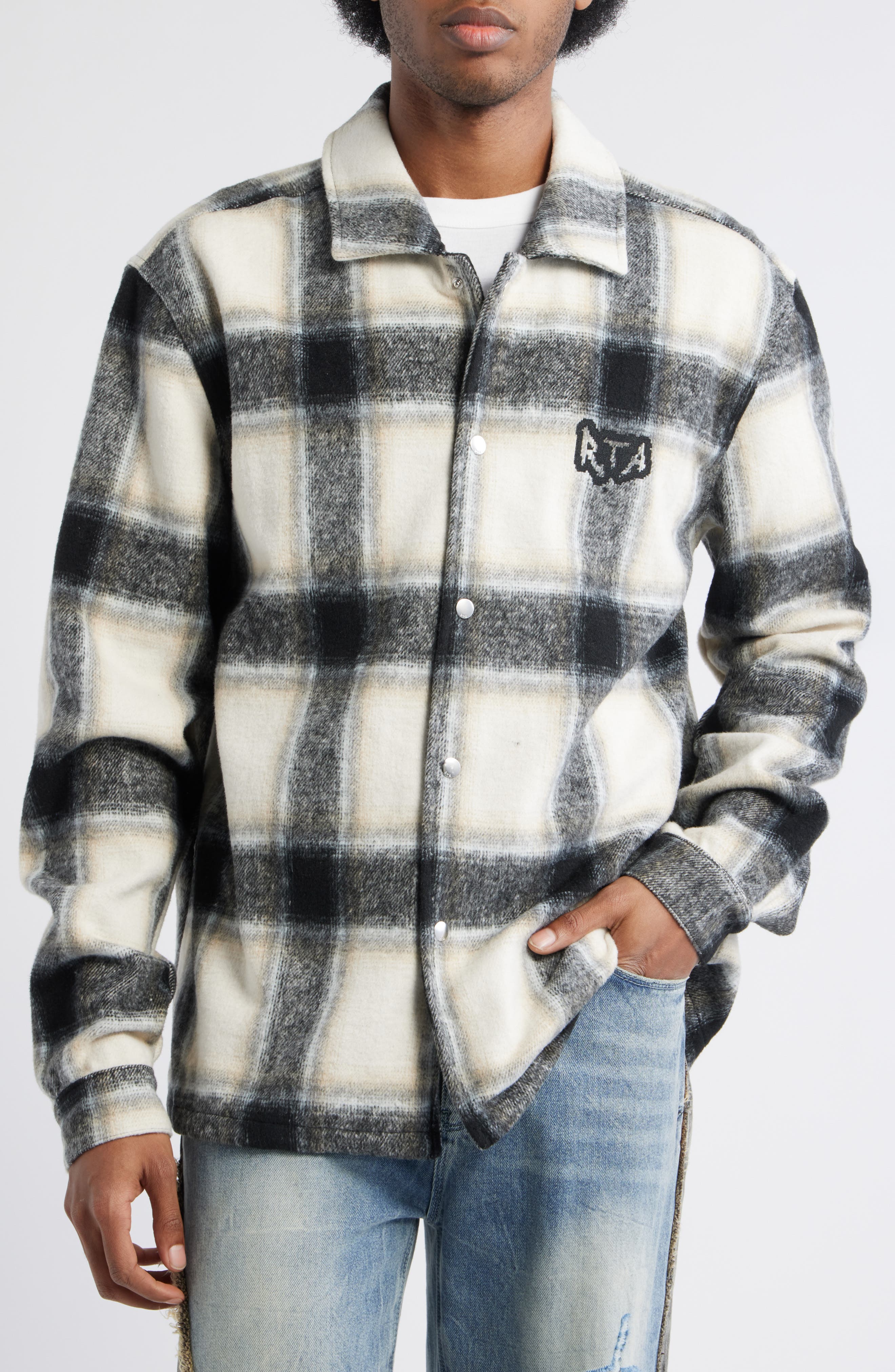 Parlan Circuit Board Graphic Plaid Shacket - image 2