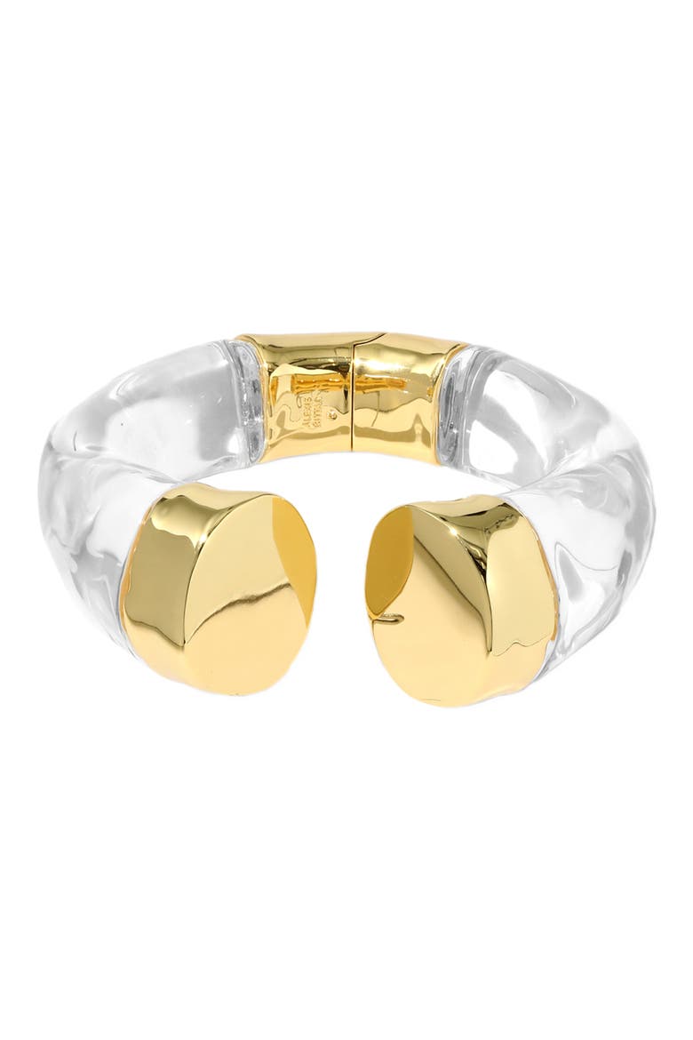 Liquid Lucite Large Capped Hinge Cuff, Main, color, GOLD/ CLEAR