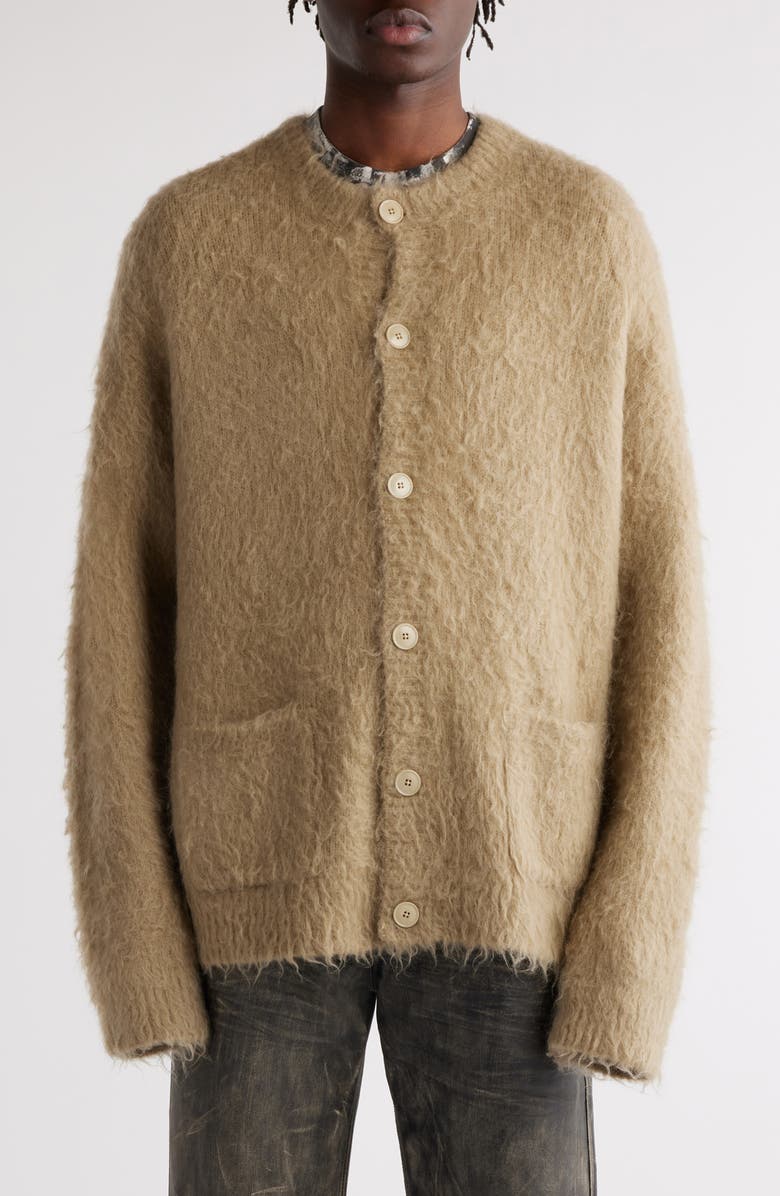 Acne Studios Brushed Crewneck Cardigan, Main, color, 