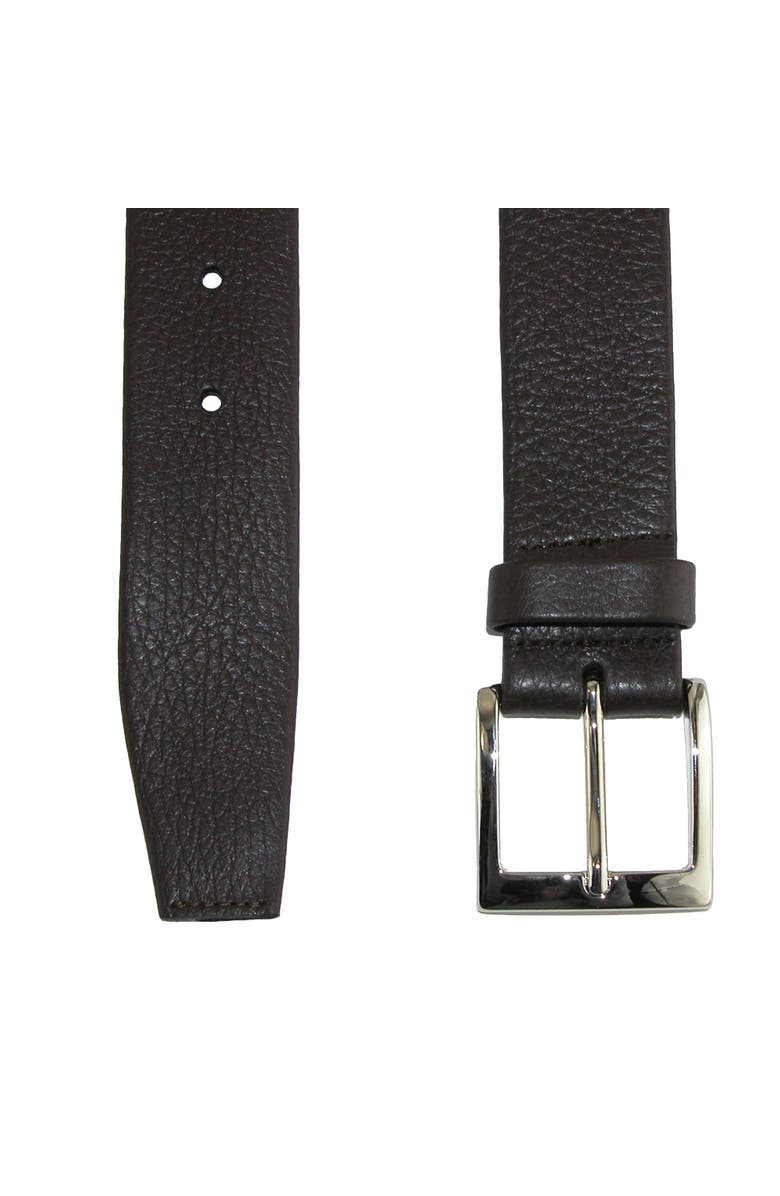 CrookhornDavis Men's Parma Buttercalf Grain Tubular Leather Dress Belt, Alternate, color, Dark Brown