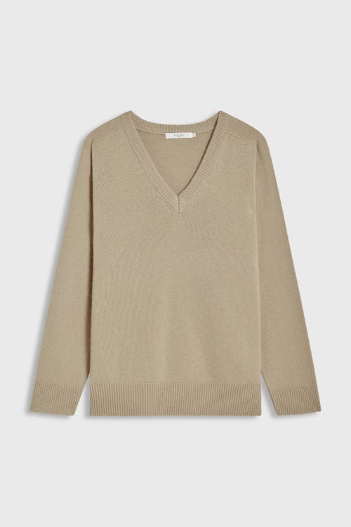 Almina Concept Wool V Neck Sweater In Beige