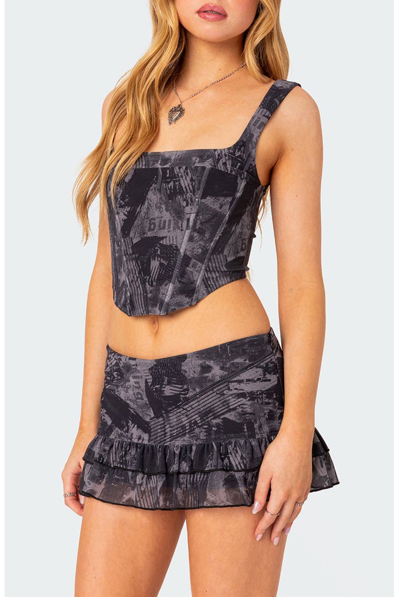 Nightlife Corset Crop Top, Alternate, color, GRAY