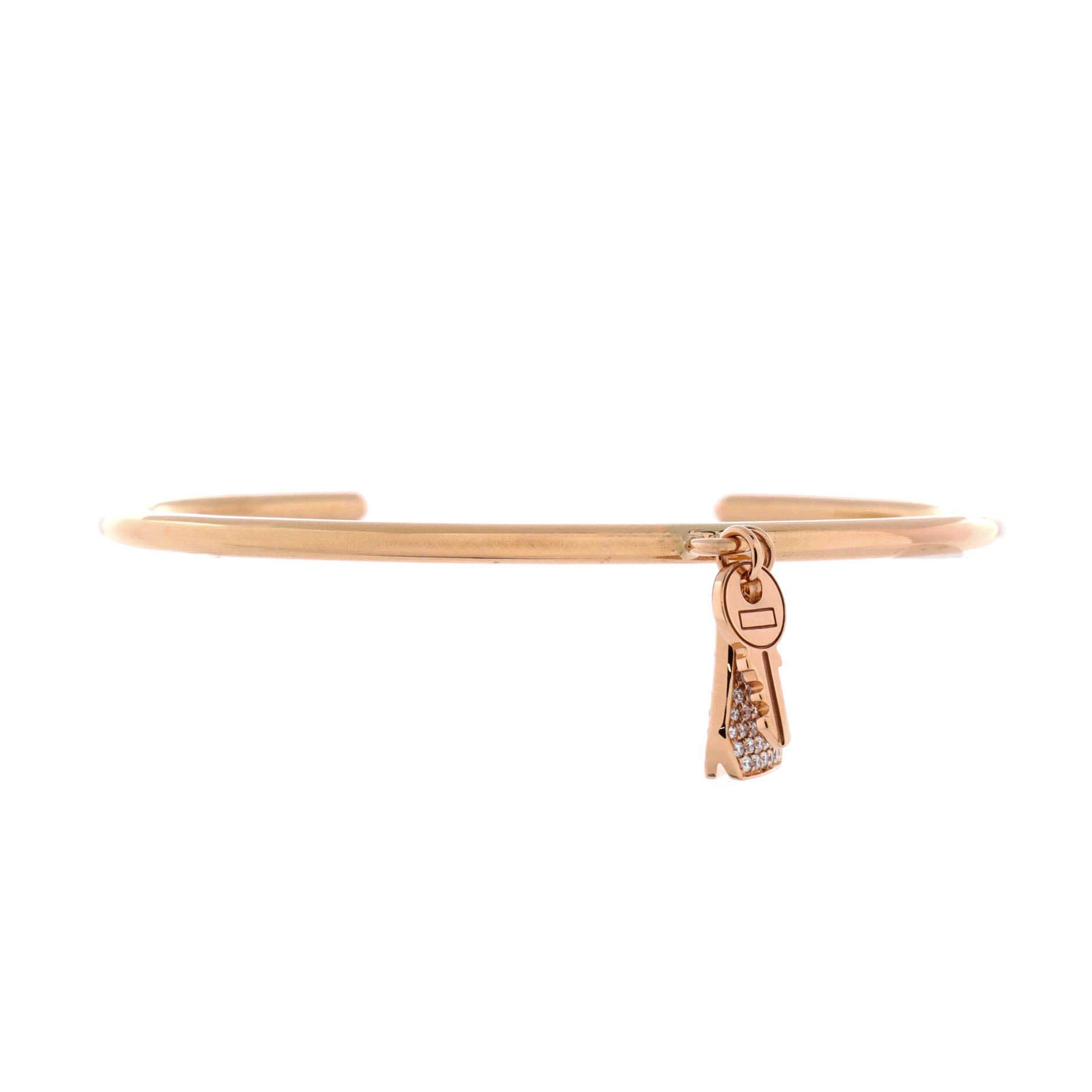 Kelly Clochette Cuff Bracelet 18K Rose Gold with Diamonds Small, Main, color, Metallic Gold