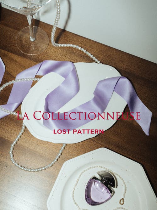 Lost Pattern Nyc "la Collectionneuse" Silk Ribbon Scarf In Purple