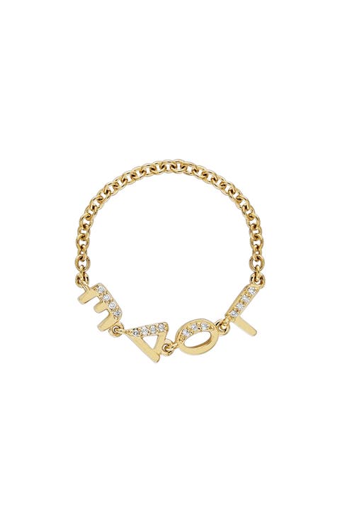 Love Pavé Diamond Tiny Letter Ring