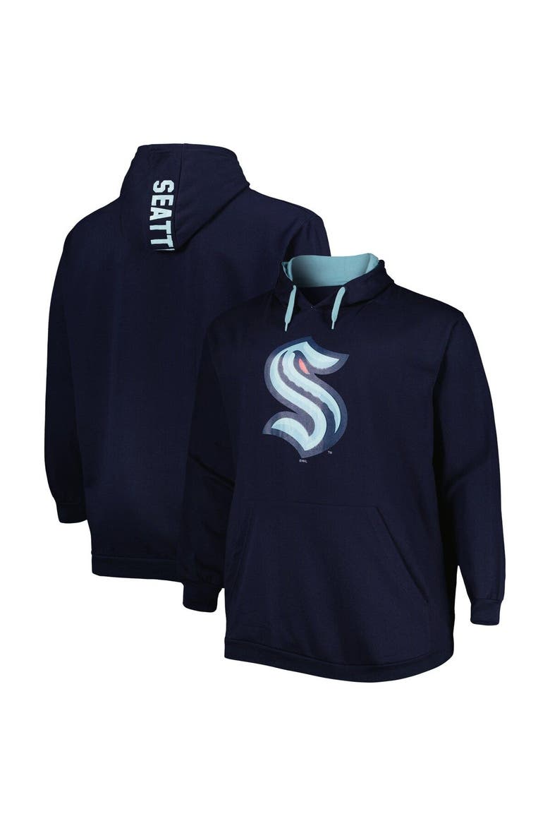 Men's Deep Sea Blue Seattle Kraken Big & Tall Fleece Pullover Hoodie, Main, color, Navy