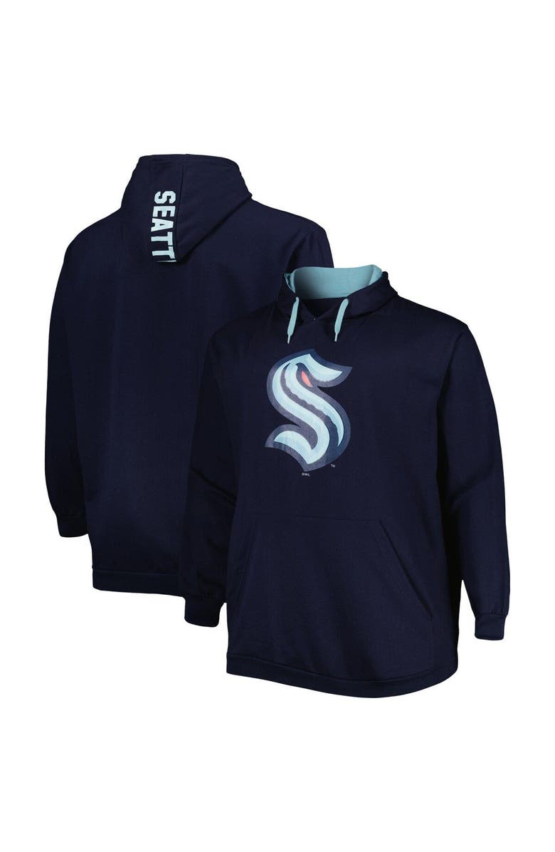 PROFILE Men's Deep Sea Blue Seattle Kraken Big & Tall Fleece Pullover Hoodie, Main, color,