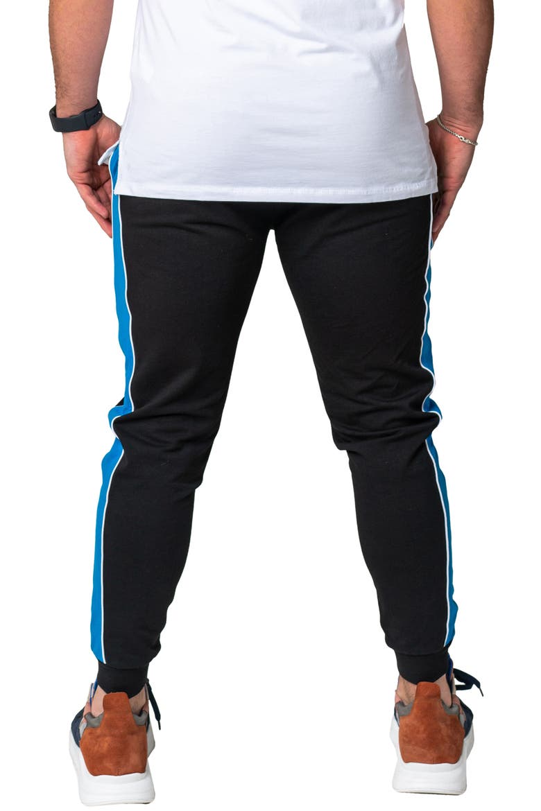 Side Stripe Skinny Fleece Joggers, Alternate, color, BLACK