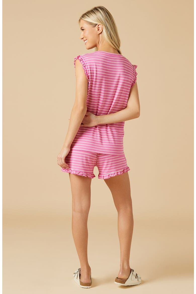 Dream Ruffle Tank Top with Shorts Set, Alternate, color, Fuchsia Stripe