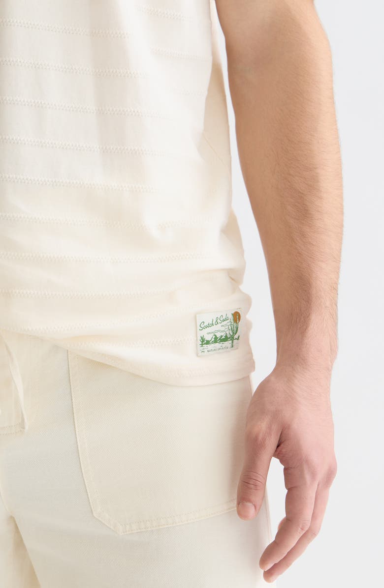 Scotch & Soda Structured Stripe Jacquard Stretch Cotton T-Shirt, Alternate, color, Eggnog