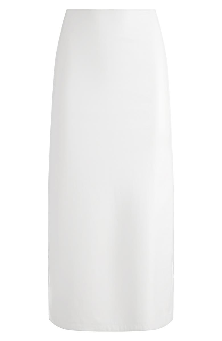 Alice + Olivia Maeve Back Slit Faux Leather Midi Skirt, Alternate, color, Off White