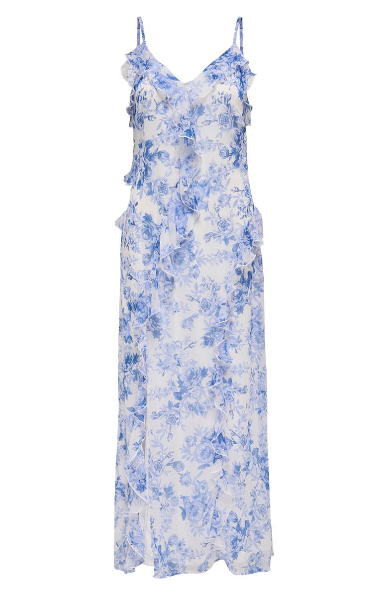 Only Onlmiriam Life Sleeveless Ruffle Maxi Dress, Main, color, Bel Air Blue Aoppor