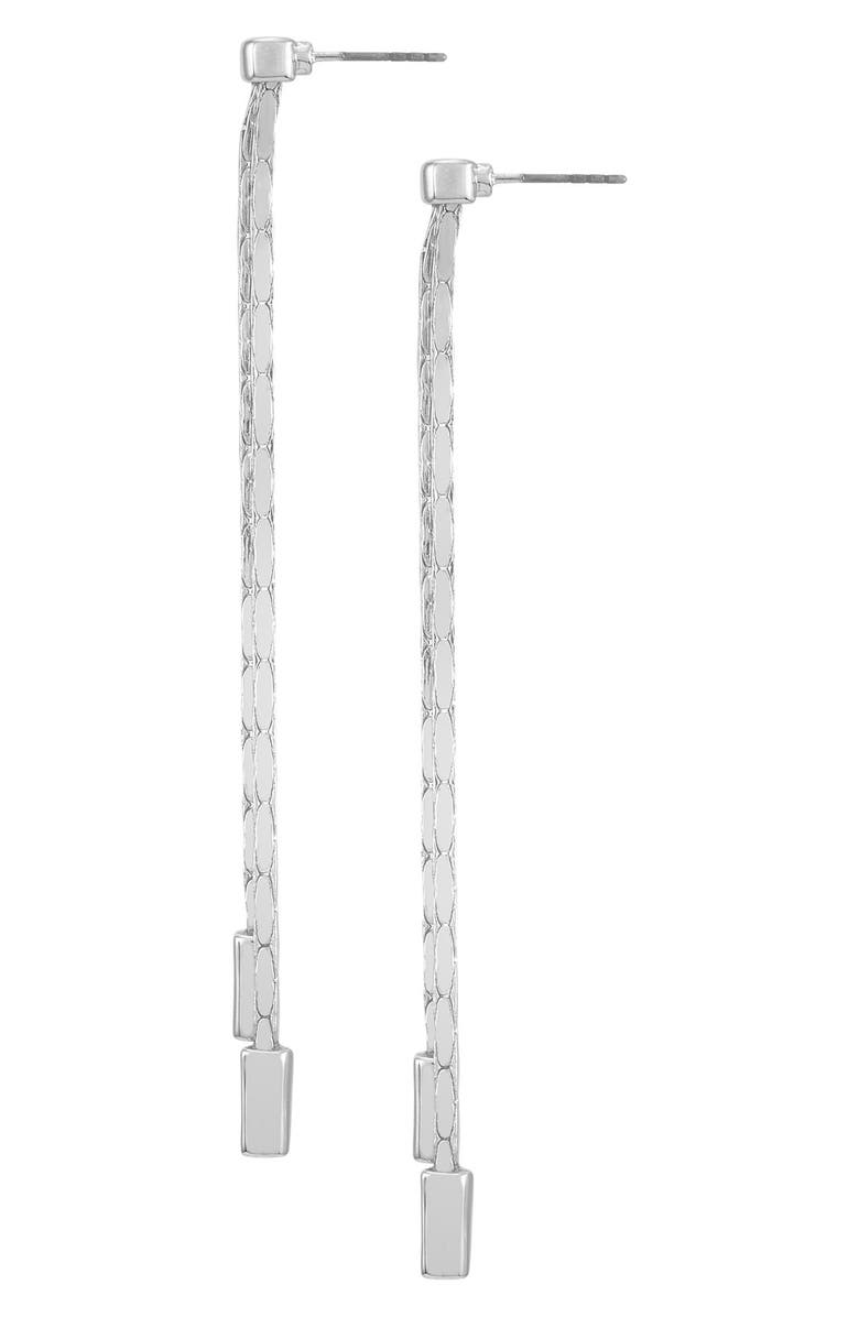 Vince Camuto Double Chain Linear Drop Earrings, Alternate, color, Silver Tone