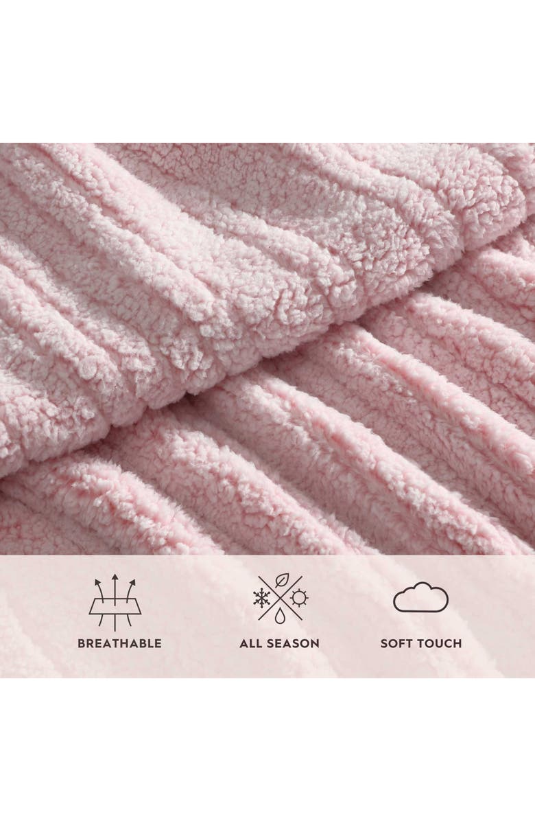 Laura Ashley Clarabelle Tipped Faux Shearling Blanket, Alternate, color, Light/ Pink