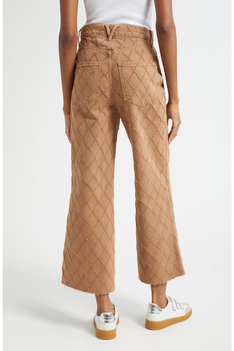 High Waist Diamond Jacquard Crop Wide Leg Jeans, Alternate, color, HAZELNUT STONE