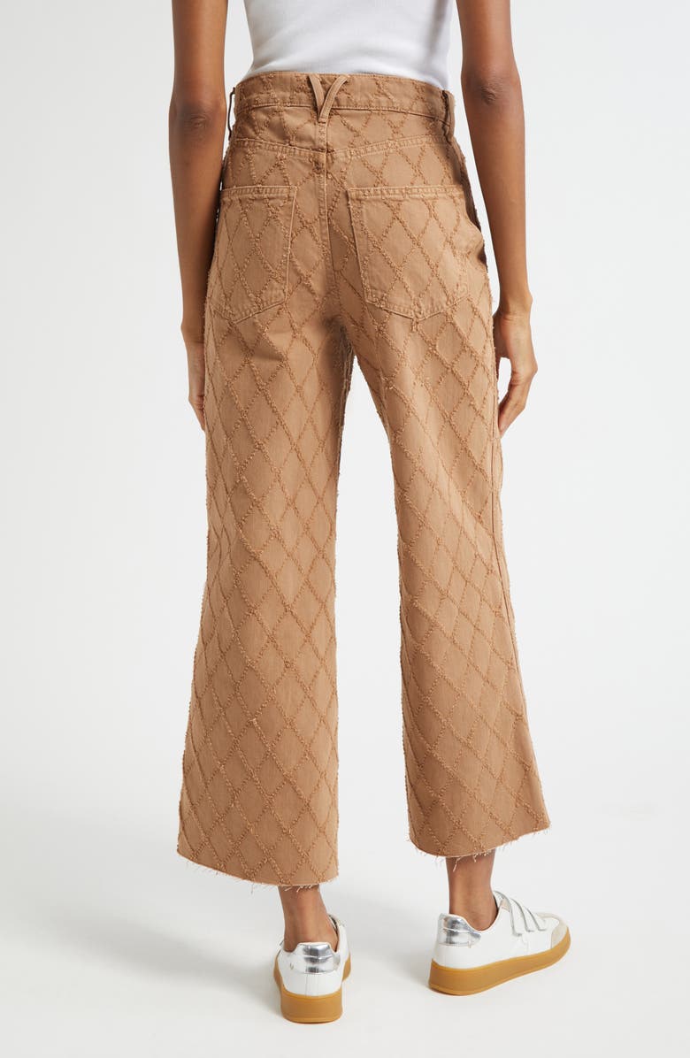 Veronica Beard High Waist Diamond Jacquard Crop Wide Leg Jeans, Alternate, color, Hazelnut Stone