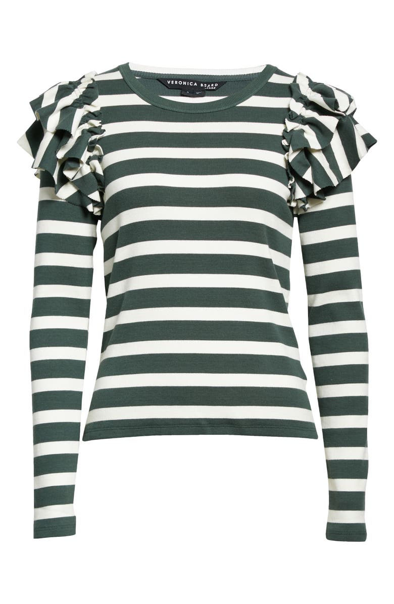 Veronica Beard Segrist Ruffle Stretch Cotton Top, Main, color, 