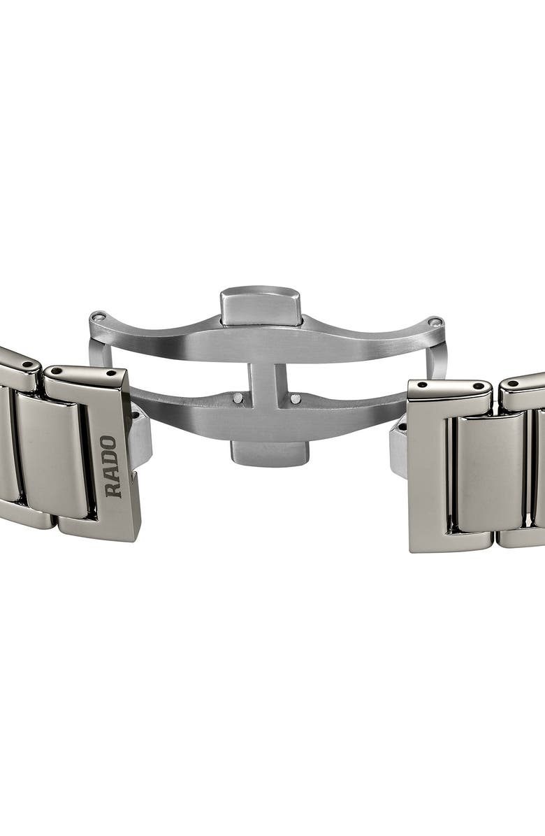 RADO True Square Diamond Automatic Open Heart Bracelet Watch, 38mm, Alternate, color, Gray