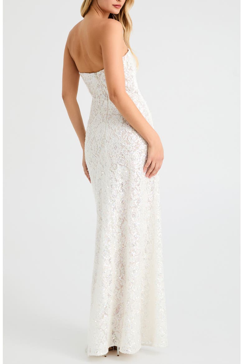 Lindsey Sequin Lace Strapless Gown, Alternate, color, WHITE IRIDESCENT