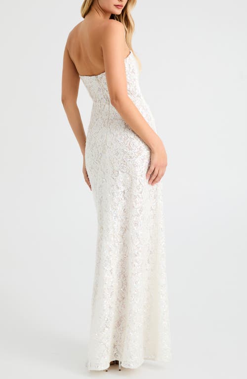 Helsi Lindsey Sequin Lace Strapless Gown In White