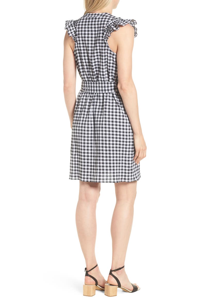Gibson x Hi Sugarplum! Flamenco Ruffle Trim Dress (Nordstrom Exclusive), Alternate, color, BLACK GINGHAM
