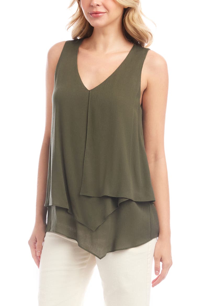 Drape Layered Asymmetric Gauze Tank, Alternate, color, OLIVE