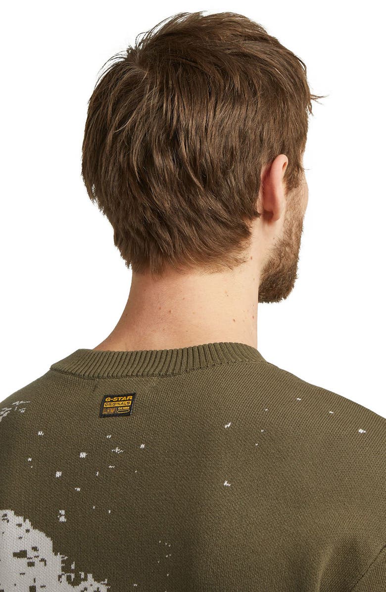 G-STAR Sprayed 89 Relaxed Organic Cotton Crewneck Sweater, Alternate, color, Dark Olive