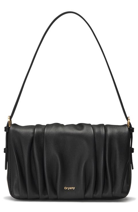 Bell Pleated Leather Shoulder Bag