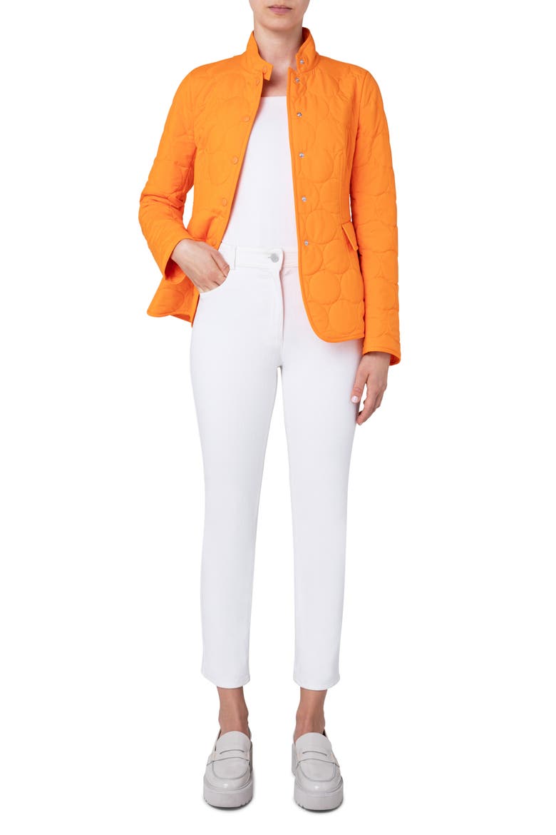 Circle Quilted Stand Collar Jacket, Alternate, color, ORANGE