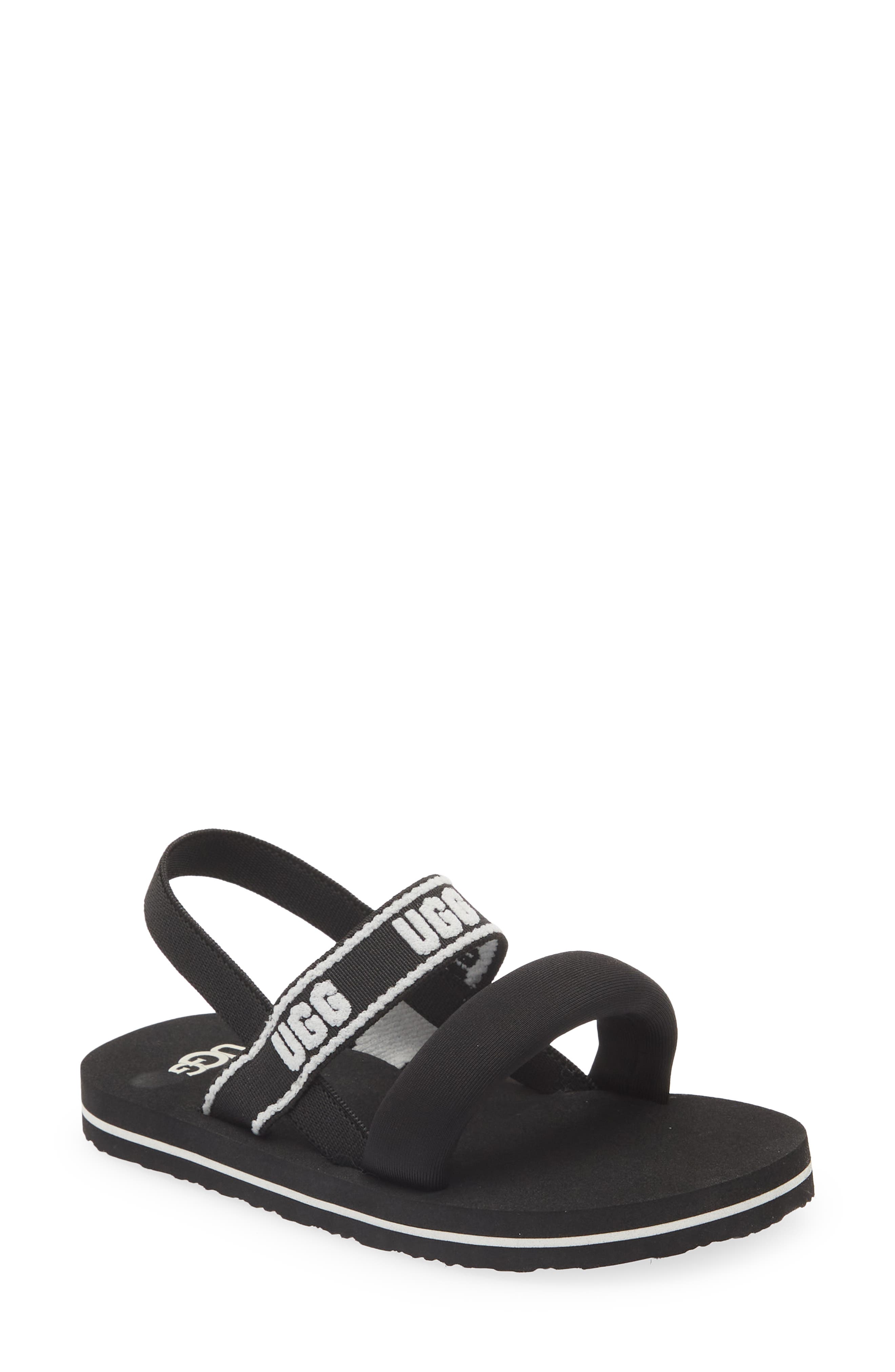 UGG<sup>®</sup> Kids' Zuma Logo Slingback Sandal, Main, color, Black