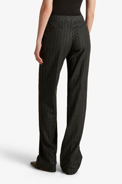 Marina Moscone Wool Pinstripe Tailored Trouser In Animal Print