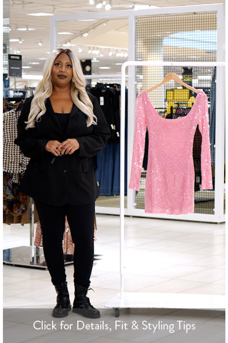 Sequin Open Back Long Sleeve Cocktail Minidress video