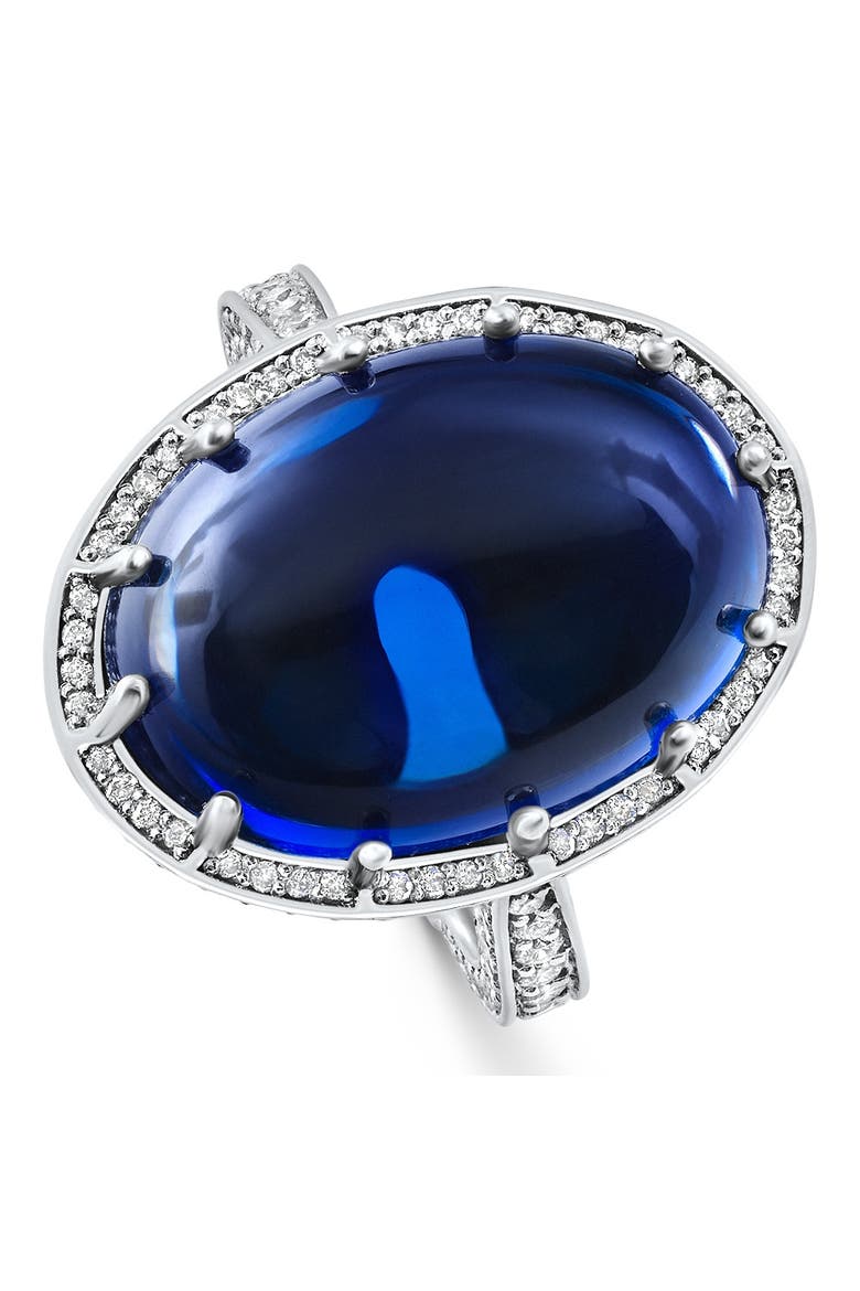 22.70Ct Ceylon Star Sapphire Diamond Heirloom Ring 14k Gold Lab Grown, Alternate, color, 14k White Gold