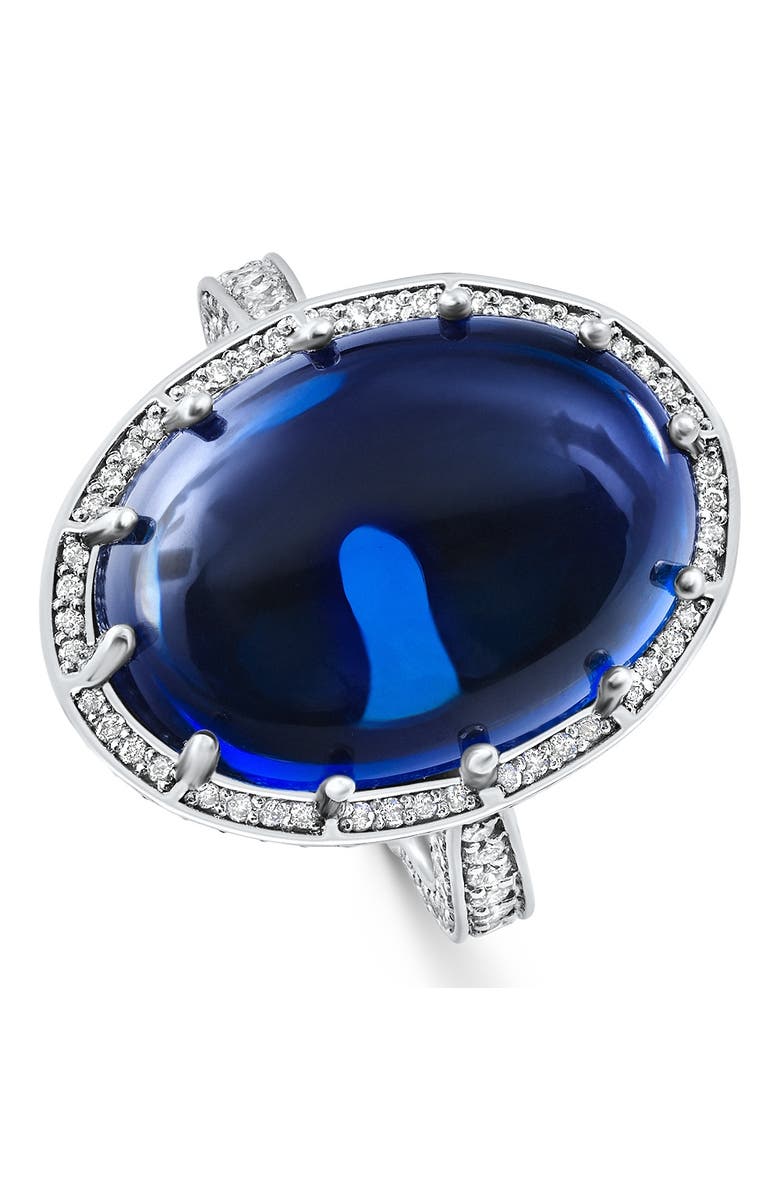 Bliss Diamond 22.70Ct Ceylon Star Sapphire Diamond Heirloom Ring 14k Gold Lab Grown, Alternate, color, 14K White Gold