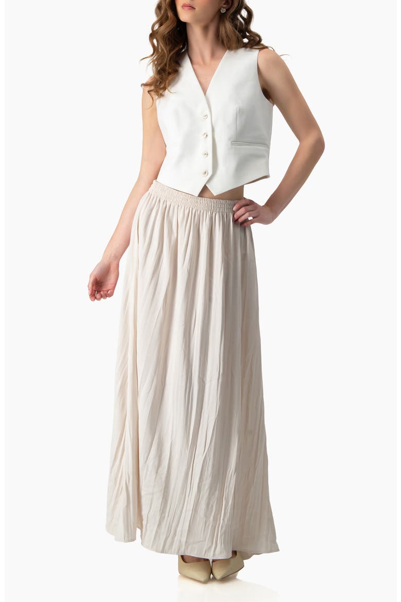 Short Vest with Simulated Pockets, Alternate, color, Ivory