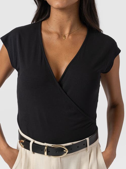 Saint + Sofia Rosa Wrap Tee In Black