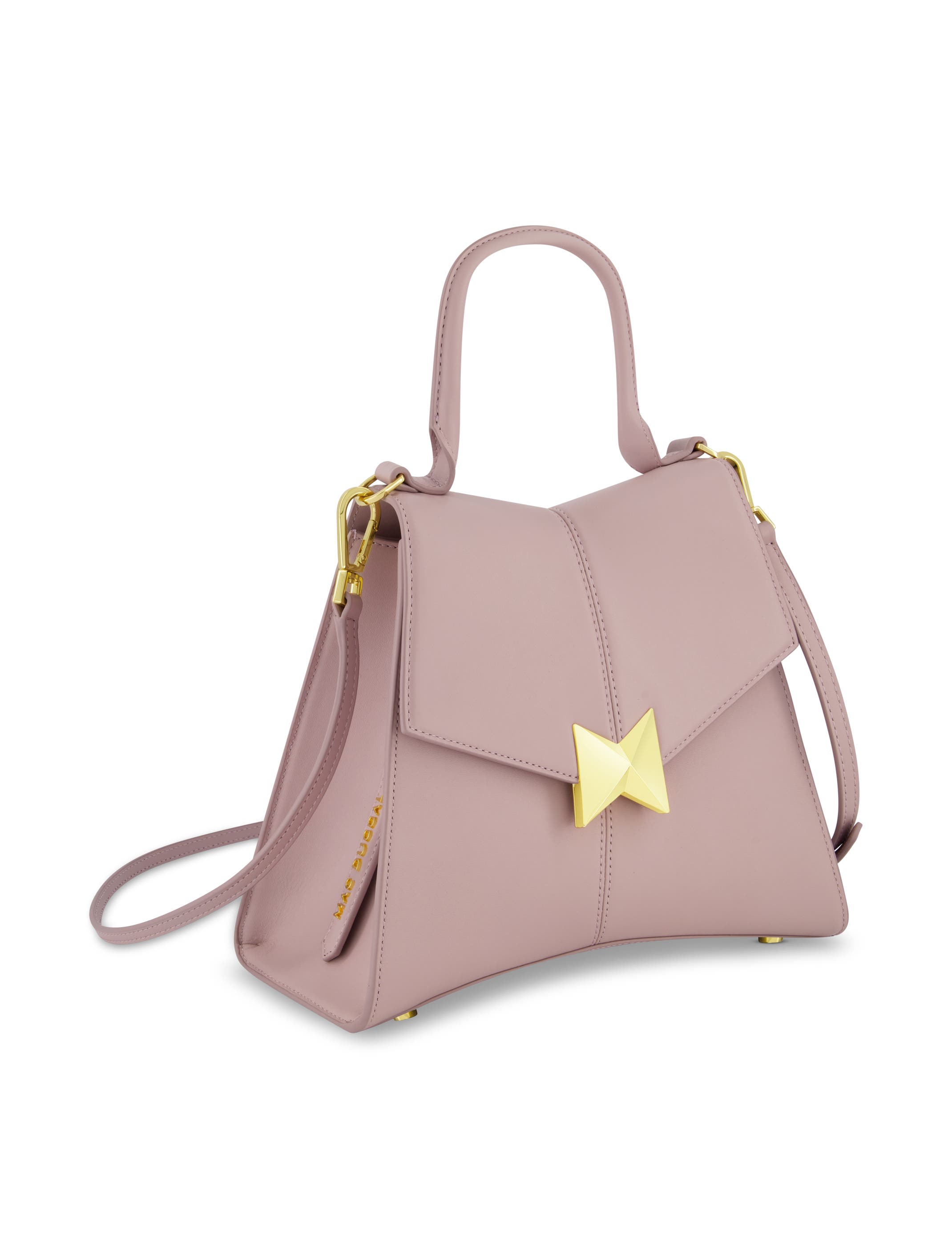 Mac Duggal Gold Plated Hardware Angular Leather Handbag, Alternate, color, Wisteria