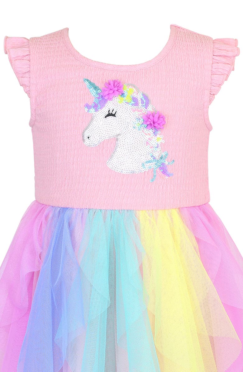 Zunie Kids' Unicorn Sequin Tulle Dress, Alternate, color, Pink Multi