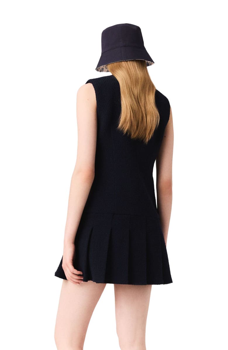 maje Mini tweed dress with removable collar, Alternate, color, Navy