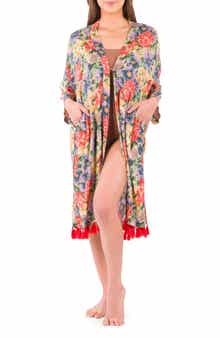 Patricia Nash Floral Tassel Trim Short Ruana
