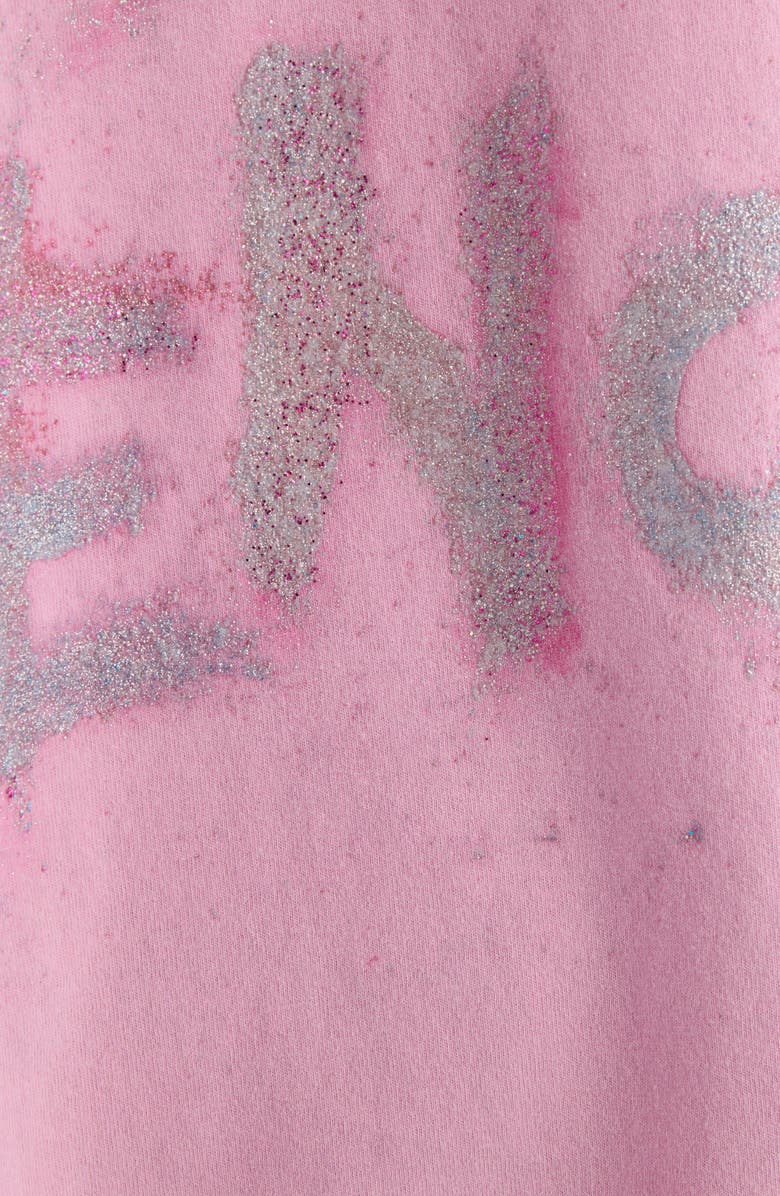 Balenciaga Nail Polish Distressed Crop Logo Graphic T-Shirt, Alternate, color, Baby Pink