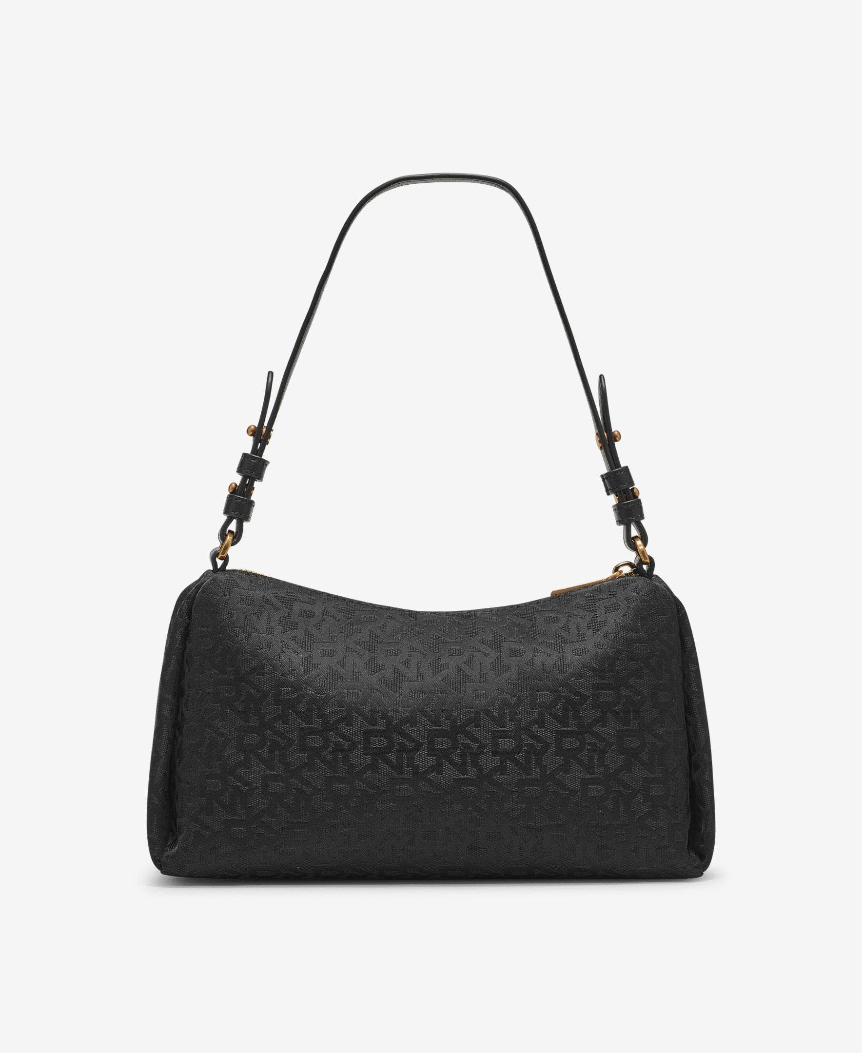 DKNY Remy Top-Zip Shoulder, Alternate, color, Jet Black/Black
