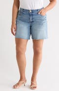KUT from the Kloth Hailey High Waist Raw Hem Denim Bermuda Shorts