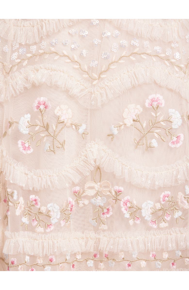 Needle & Thread Marina Ruffle Ankle Gown, Alternate, color, Cream/Multi