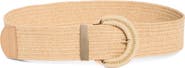 Vince Camuto Wrapped Buckle Stretch Woven Straw Belt